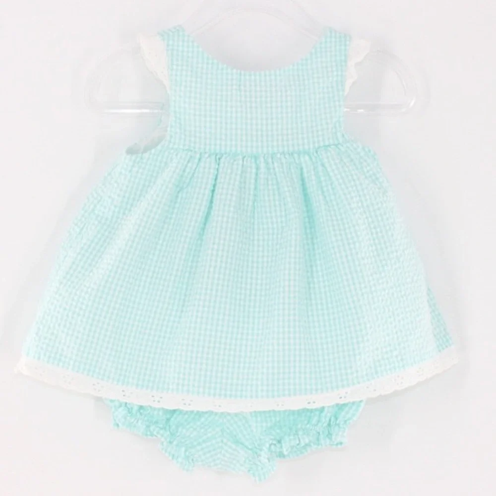Goodlad Baby Girl‎ Gingham Seersucker Bunny Floral Set 6 Months Mint Green